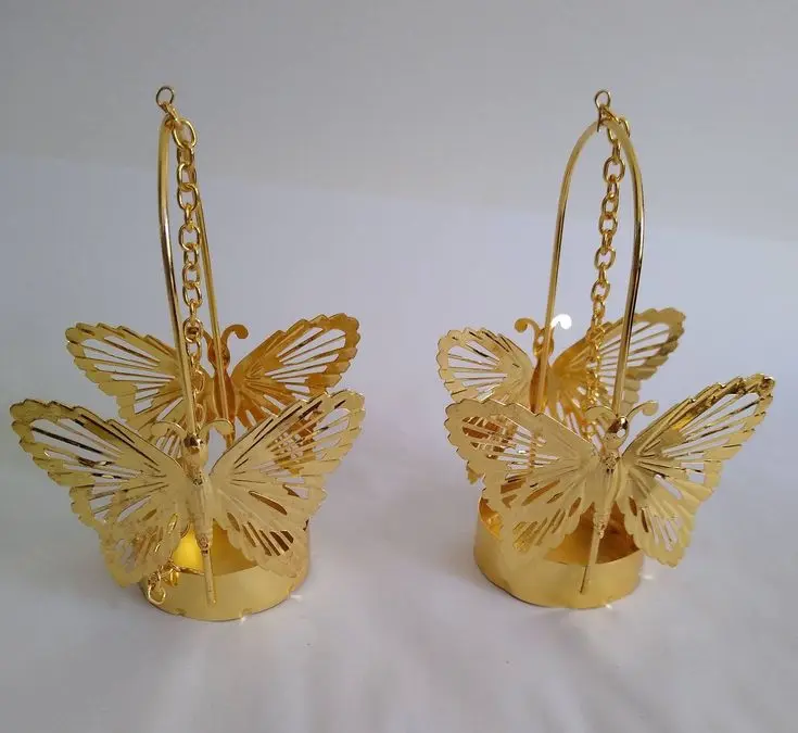 Aluminium Butterfly Candle Holders (Set of 2) - Hanging_Display, Diwali Decor, Wedding Favours, Romantic Gift.webp