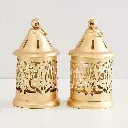 Vintage Tea Light candle Holder Lamp Gold Finish Metal Lantern Pair 2 pcs.webp