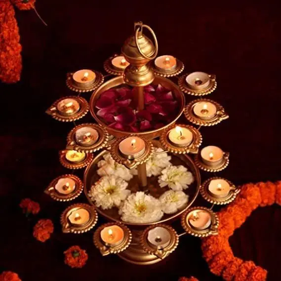 Two Layer Diya Urli Decorative Bowl for Diwali _ Traditional Bowl for Floating Flowers & Tea Light.webp
