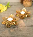 Table Tea Light Holder - Small Flower Cut Lotus Gold Metal Table Tea Light Holder Set of 2 by The Craze by Amaya Decors - Pepperfry.webp