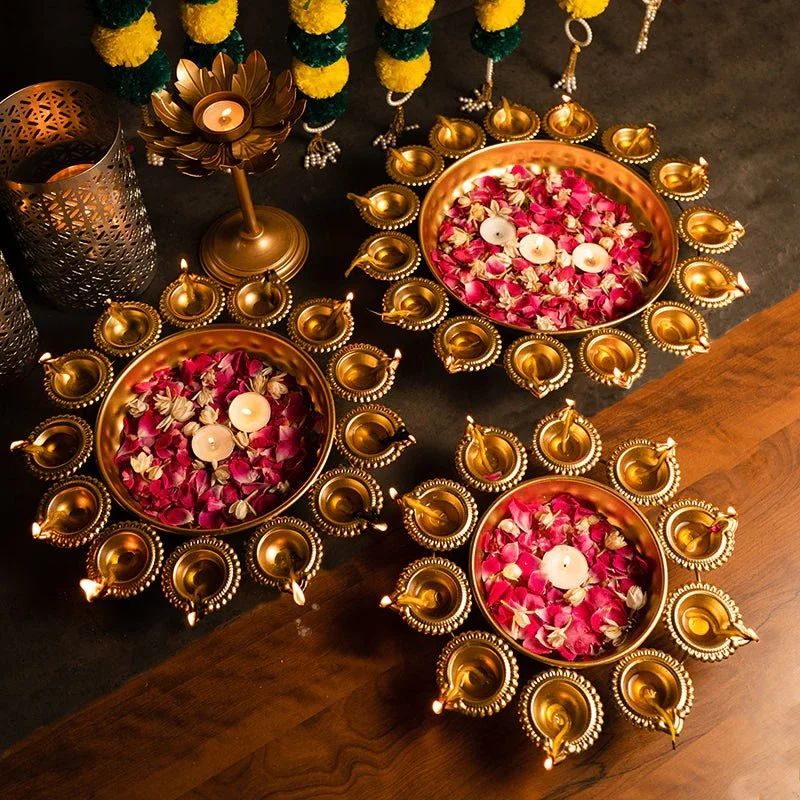 Jeevan Jyoti   Lotus Diya Urli set of 3 