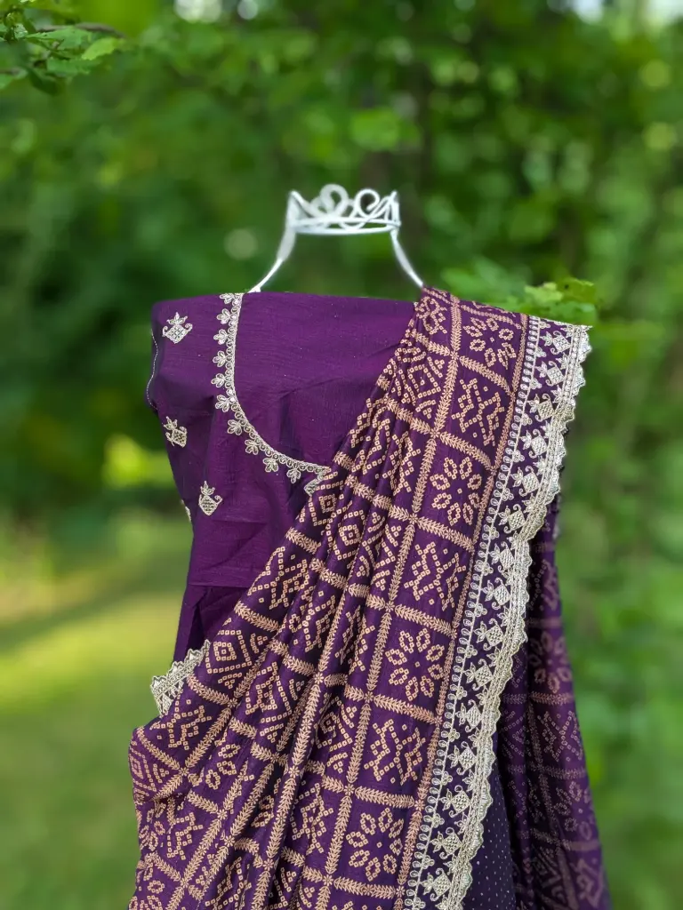 Manisha Purple Saree with Pink Blouse