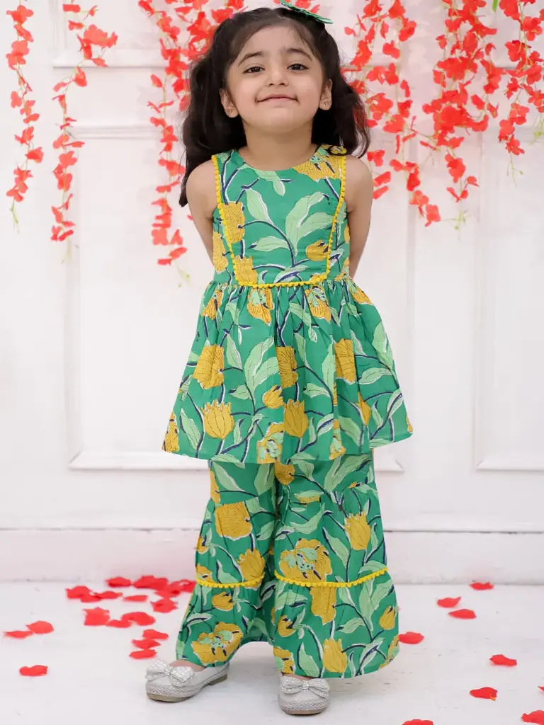 Aradhya Girls Green Sharara 