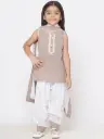 Aadhya Girls Beige Cotton Patiala Kurta Set with Dupatta