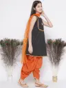 Advika Girls Black Frock-Style Salwar & Dupatta 