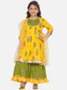 Ahira Girls Yellow Jaipuri Frill Sharara & Dupatta