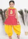 Amaira Girls Peach Frock-Style Kurta with Salwar