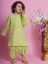 Ayaan Boys Green Cotton Kurta Dhoti