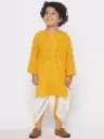Atharv Boys Yellow Thread Work Kurta and Dhoti