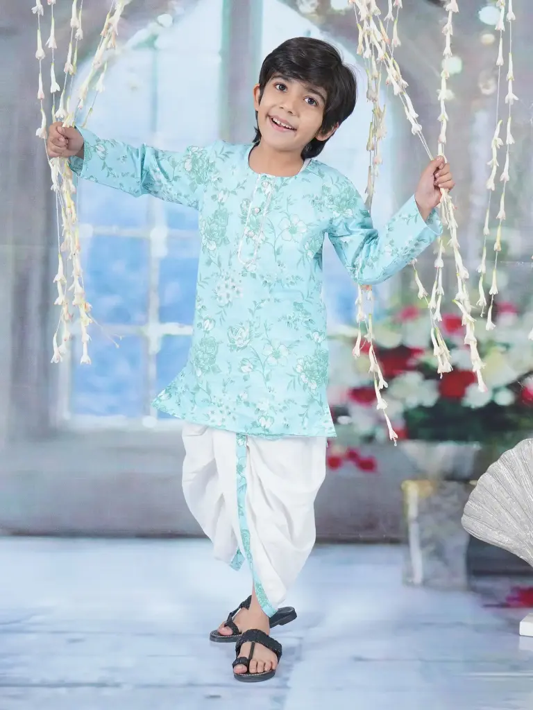 Vivaan Boys Blue Kurta Dhoti Set