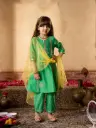 Yamika Girls 3-Piece Green Kurta, Payjama & Dupatta Set
