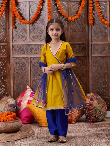 Sharvani Girls Mustard Kurta Set