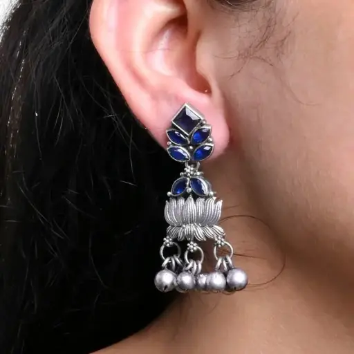 [1214DLBLU120] Aarti Earrings
