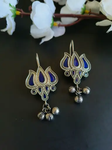 [0103EMHKBLU125] Archana Earrings
