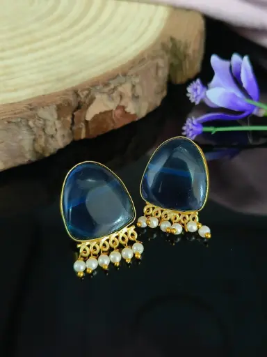 [1578GDSTBLU130] Jaya Earrings
