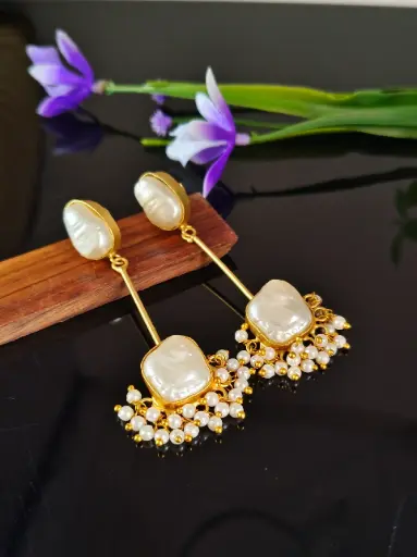 [1591GDDLWHT2051] Jinal Earrings