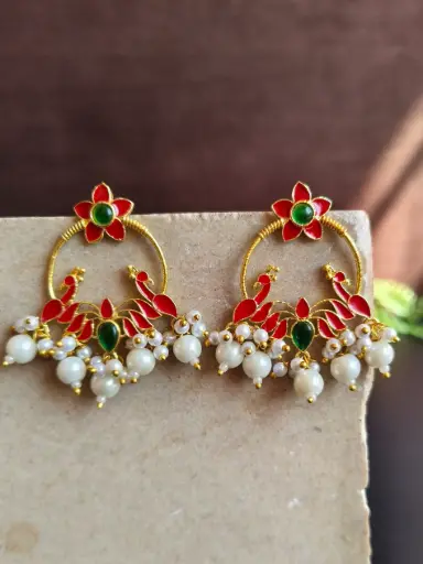 [1749EMGDSTREDGRN1501] Kalyani Earrings