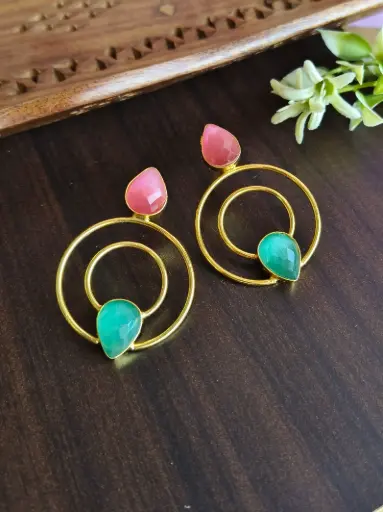[1774GDSTPNKMBL163102] Meenakshi Earrings