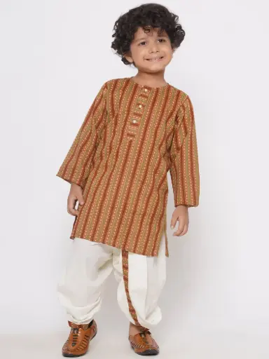 [LB413] Arjun Boys Brown Bengali Kurta and Dhoti