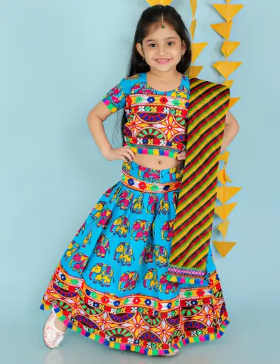[K22LG261BL] Amayra Girls Blue Navratri Chaniya Choli