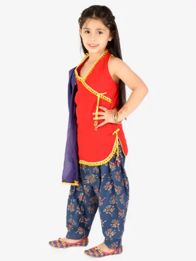 [K22EG82RD] Anaya Girls Red and Navy Blue Salwar